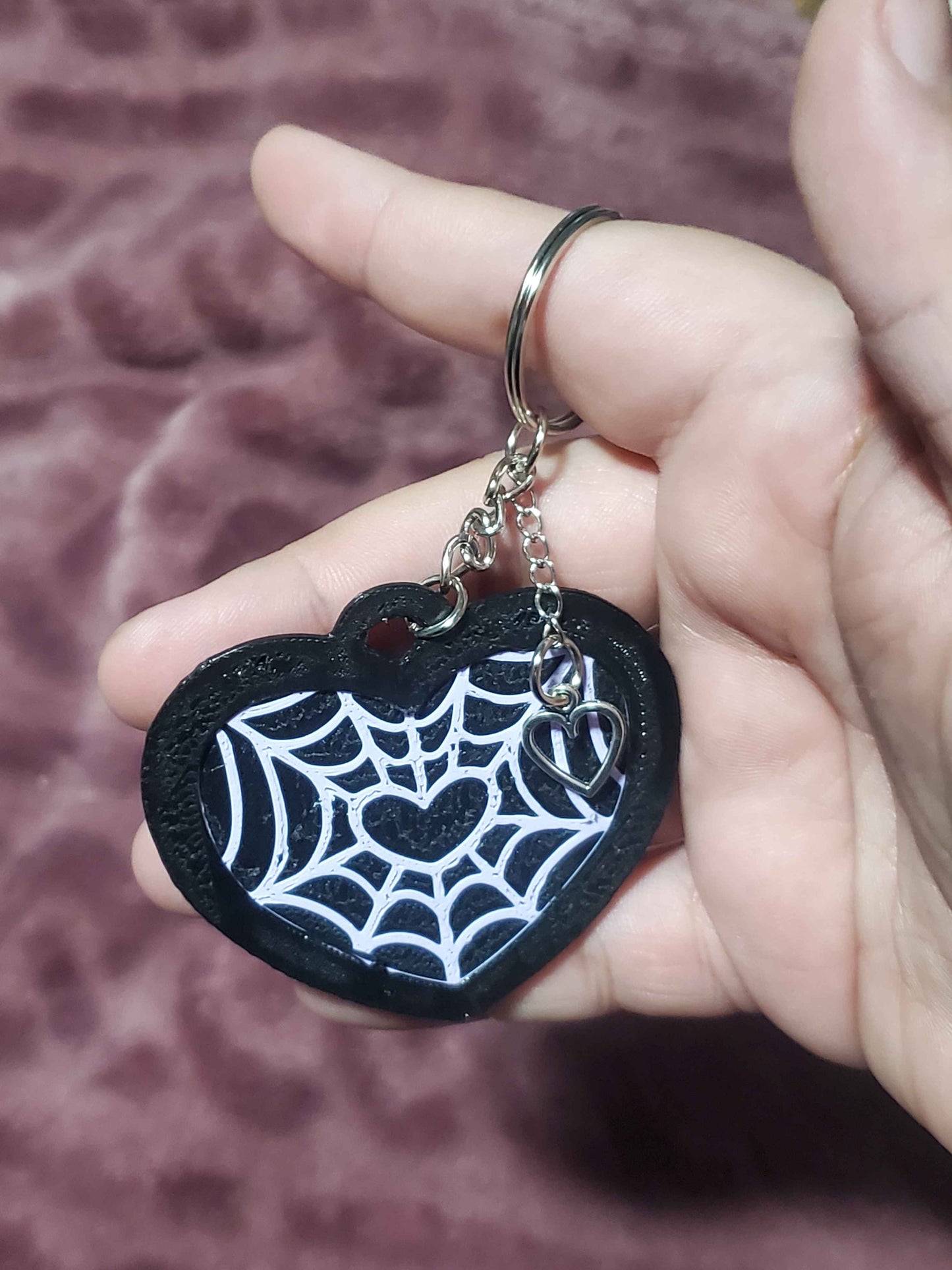 Spider Web Heart Keychain