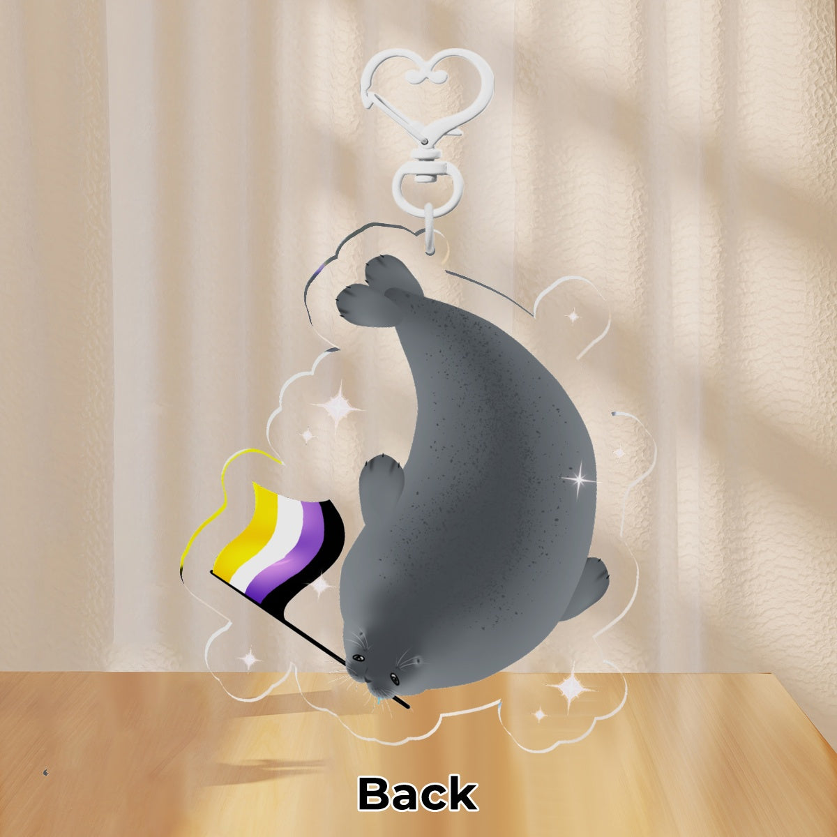 Non Binary Seal Clear Acrylic Keychain