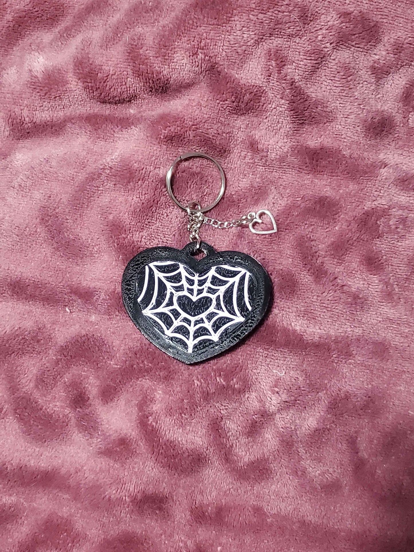 Spider Web Heart Keychain