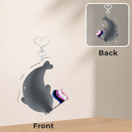 Gender Fluid Seal Clear Acrylic Keychain