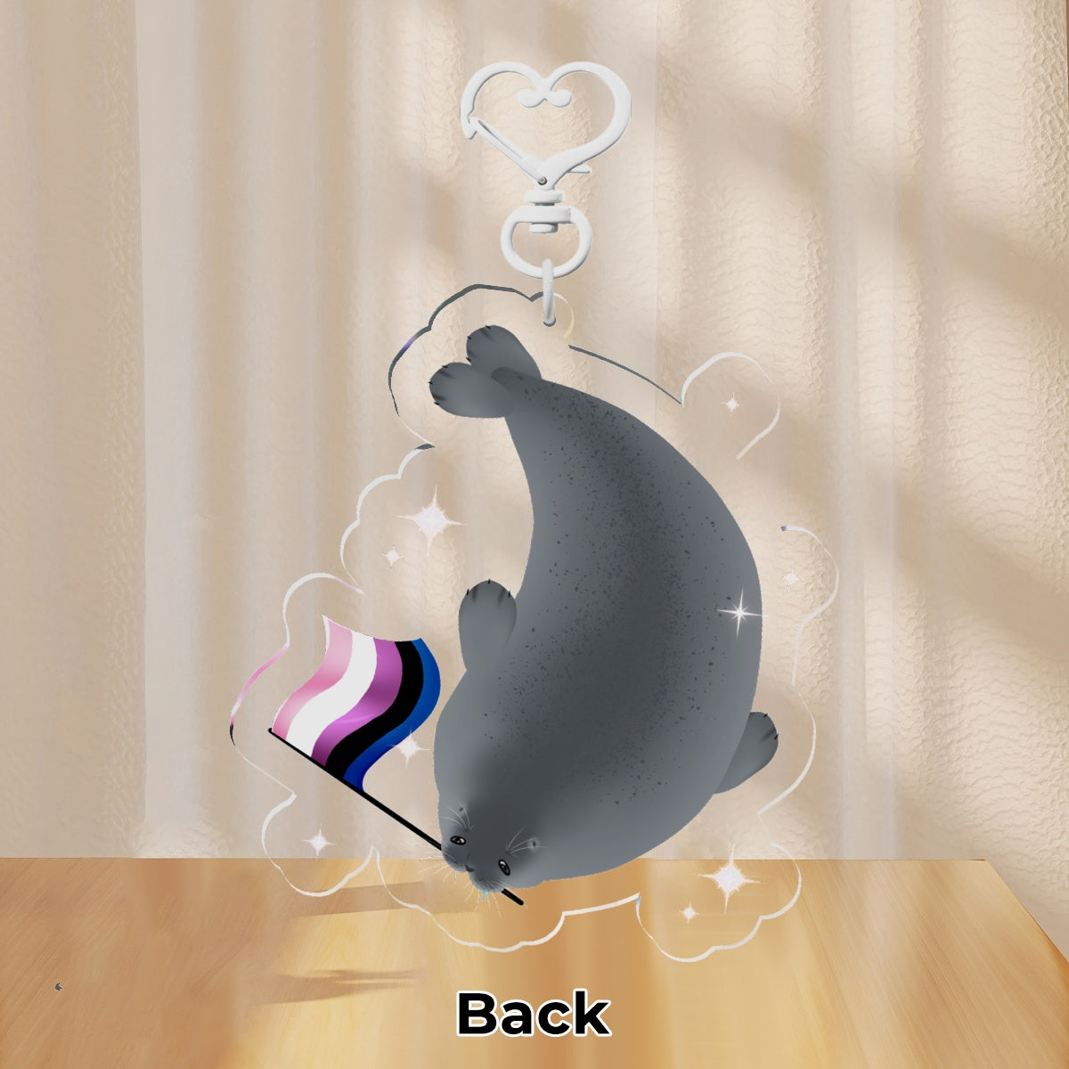 Gender Fluid Seal Clear Acrylic Keychain