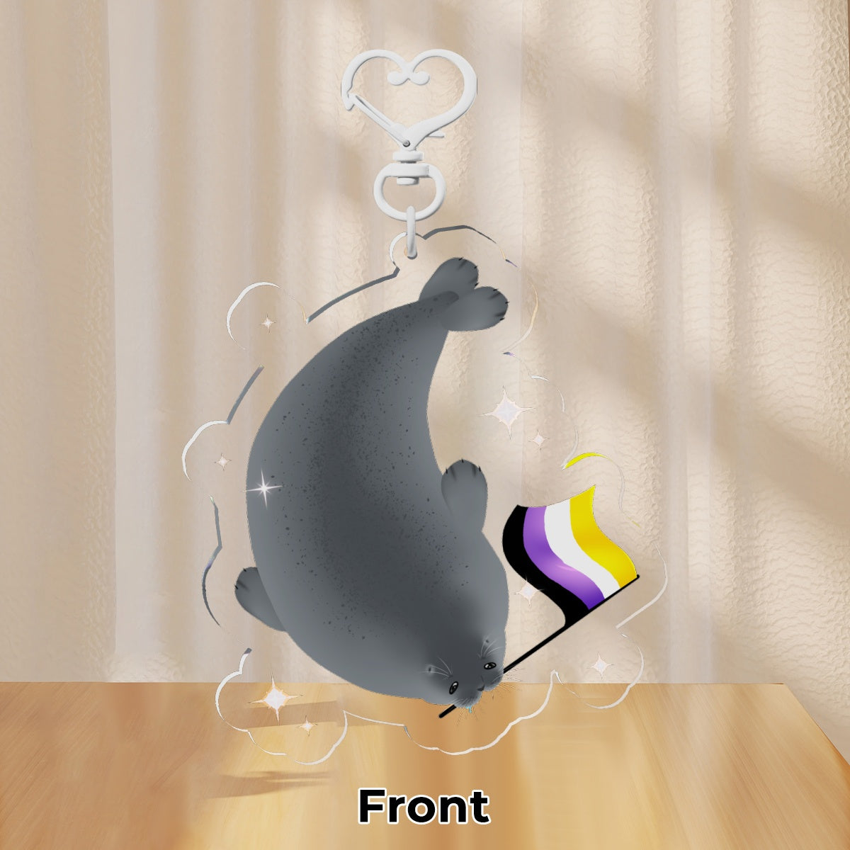 Non Binary Seal Clear Acrylic Keychain