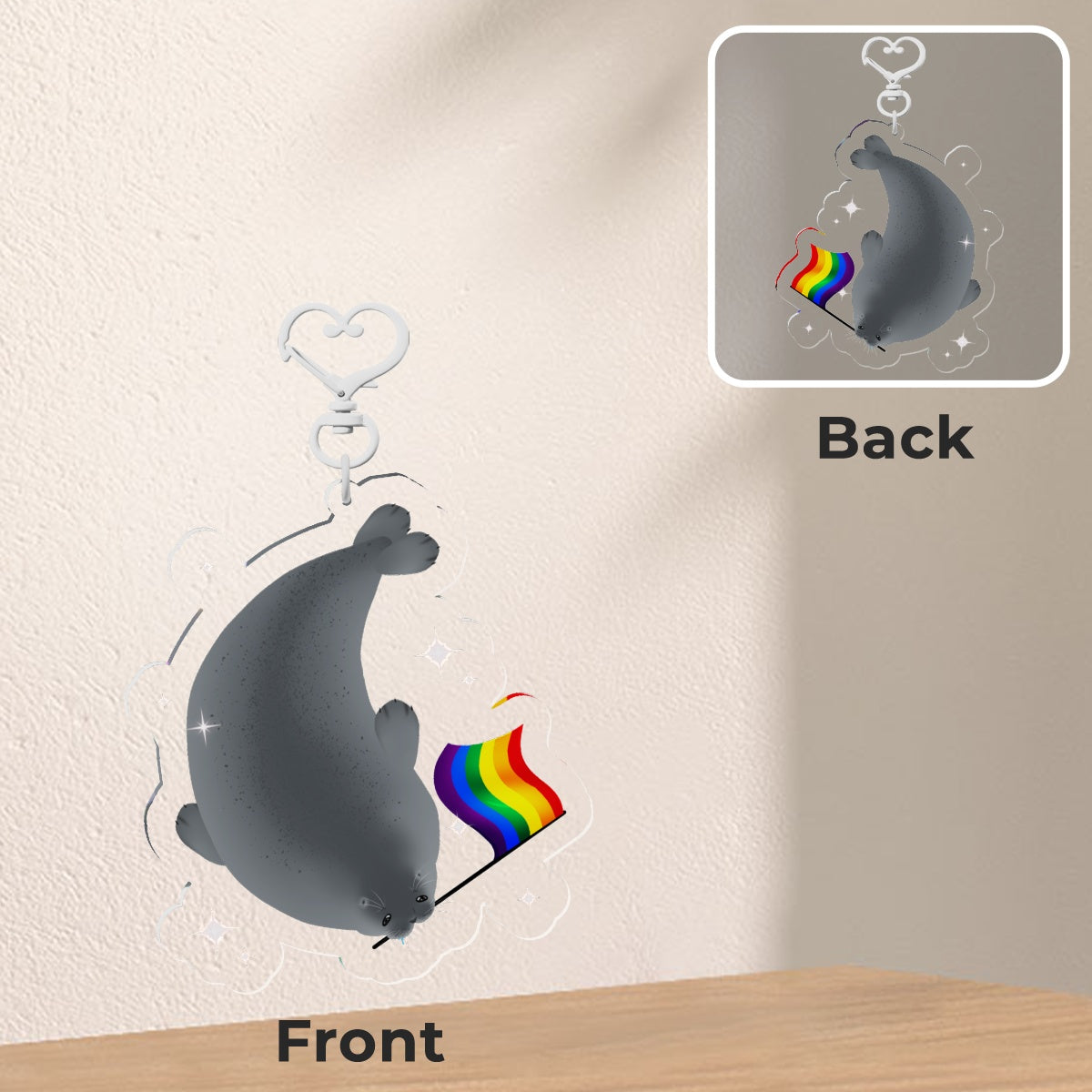 Gay Seal Clear Acrylic Keychain