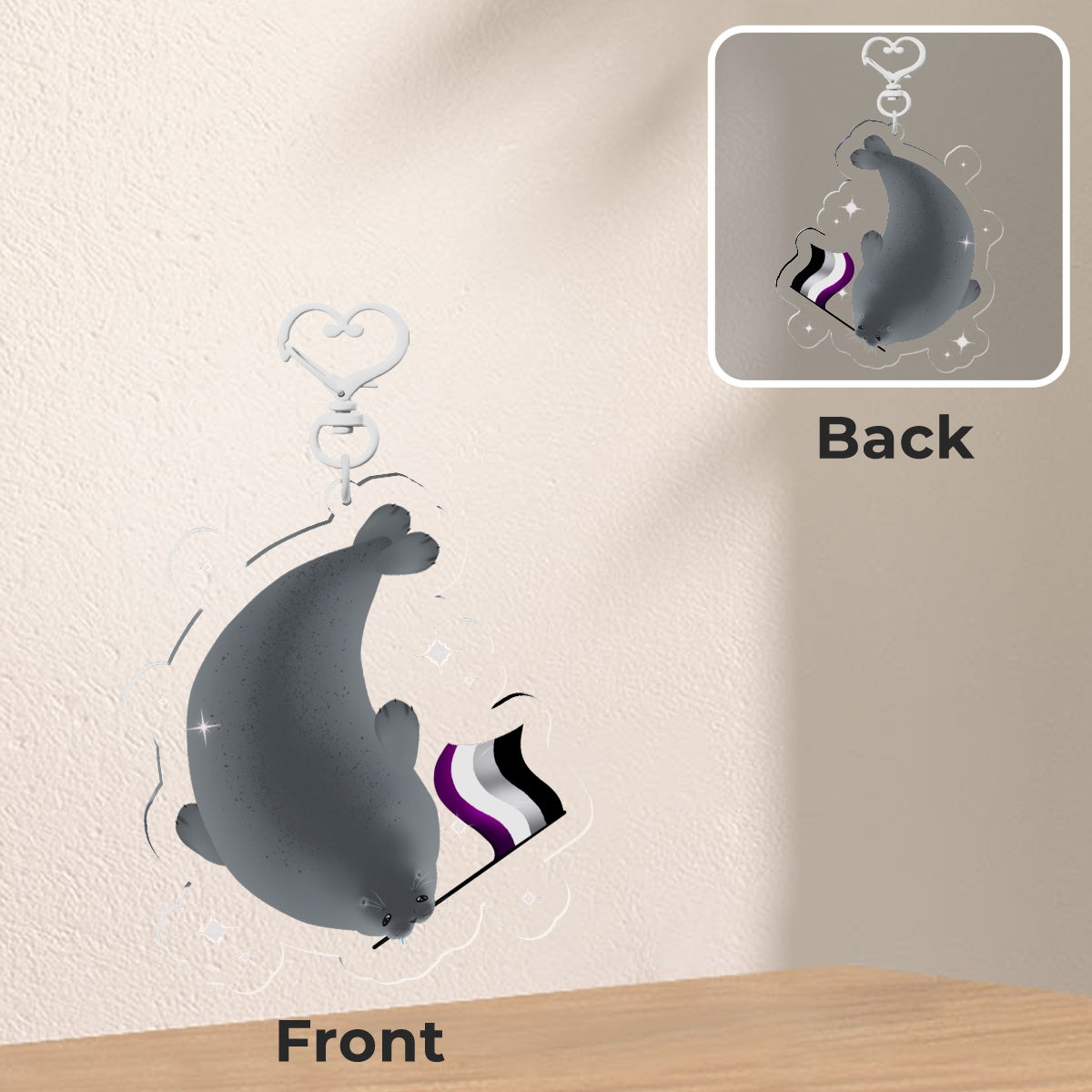 Asexual Seal Clear Acrylic Keychain