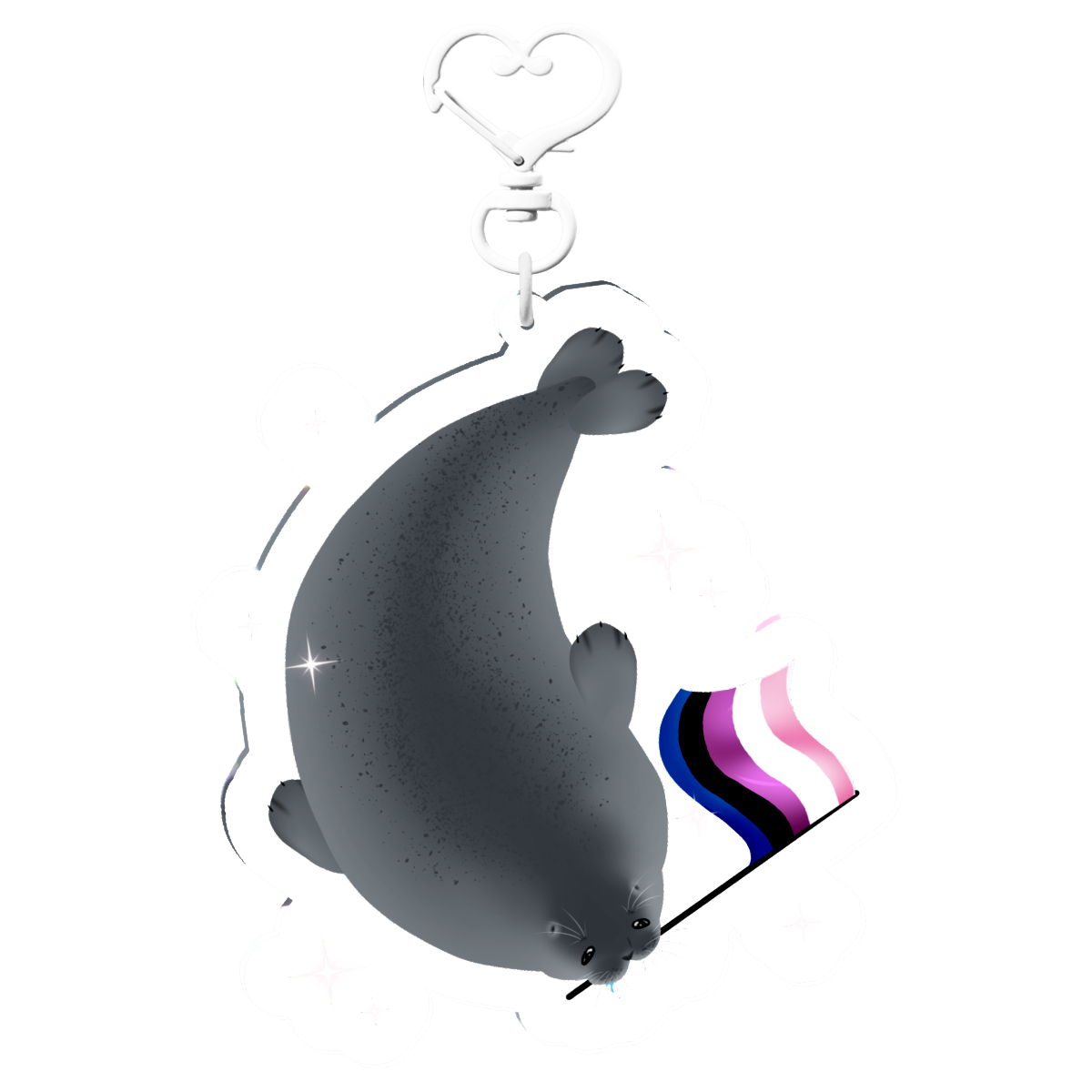 Gender Fluid Seal Clear Acrylic Keychain
