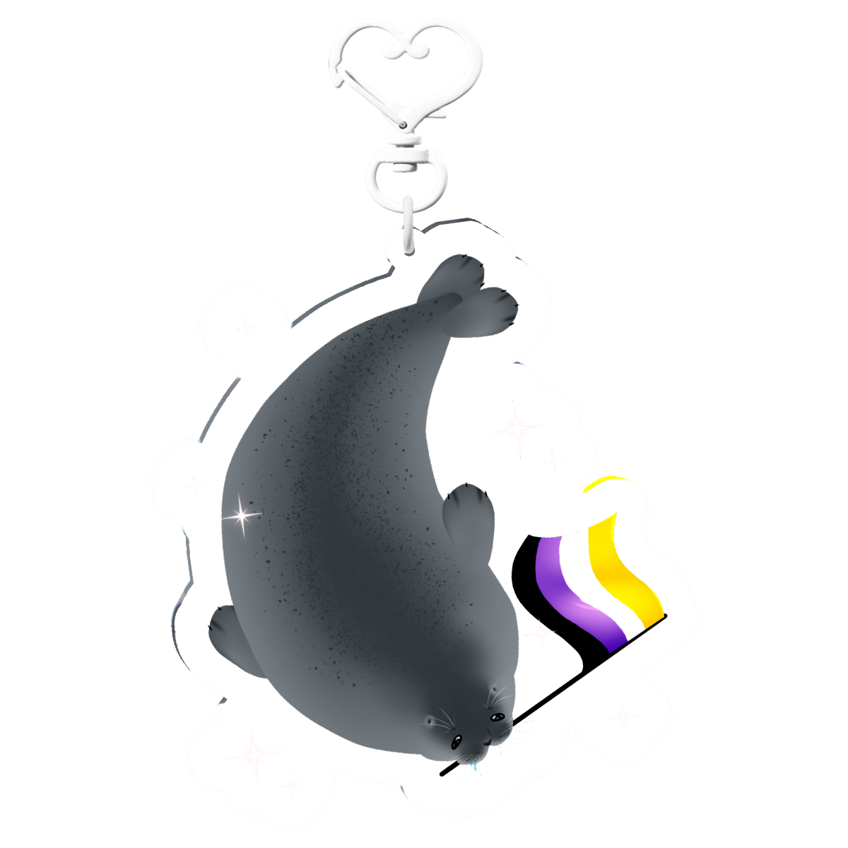 Non Binary Seal Clear Acrylic Keychain