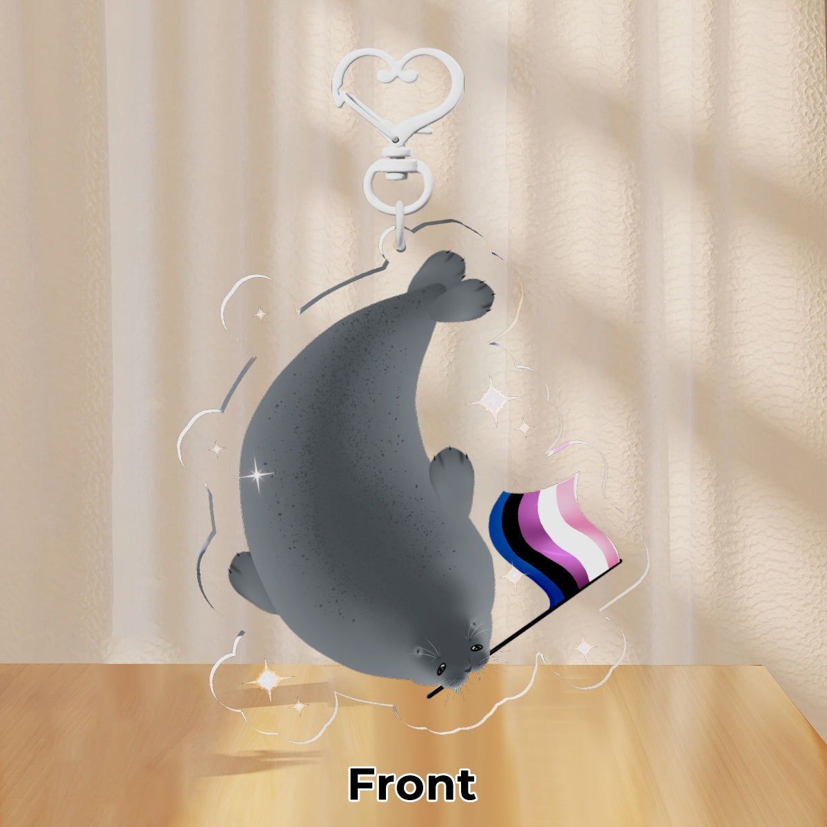 Gender Fluid Seal Clear Acrylic Keychain